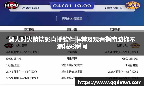 湖人对火箭精彩直播软件推荐及观看指南助你不漏精彩瞬间